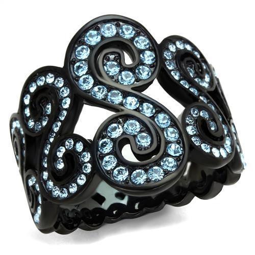 Women's Jewelry - Rings Women Stainless Steel Synthetic Crystal Rings Sea Blue