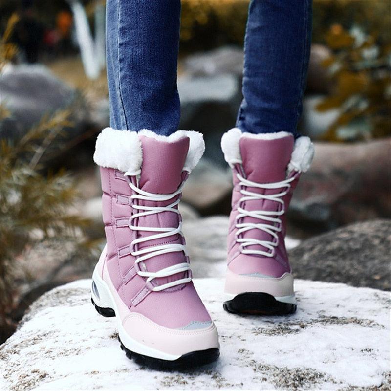 Women Waterproof Winter Boots Snow Boots Fur Platform Ankle