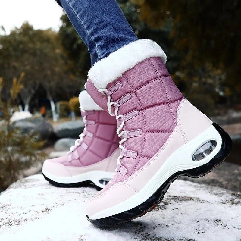 Women's Shoes - Boots Women Warm Plush Lining Outdoor Non-Slip Ankle Boots Waterproof
