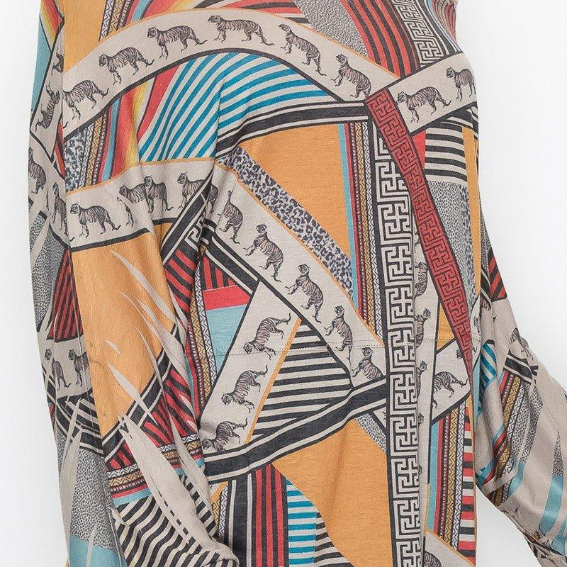 Women's Shirts Womens Aztec Print Loose Top Multi Color