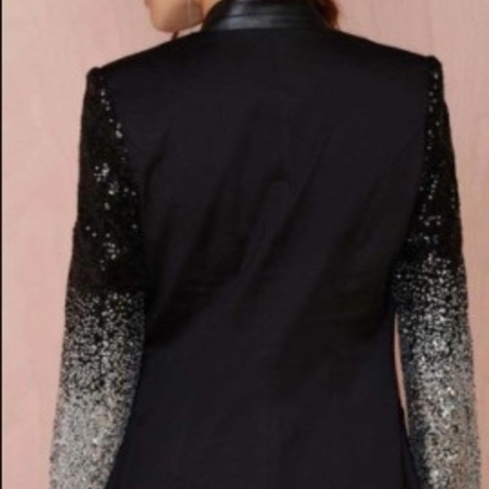 Women's Blazers Womens Black Blazer With Sequin Sleeves