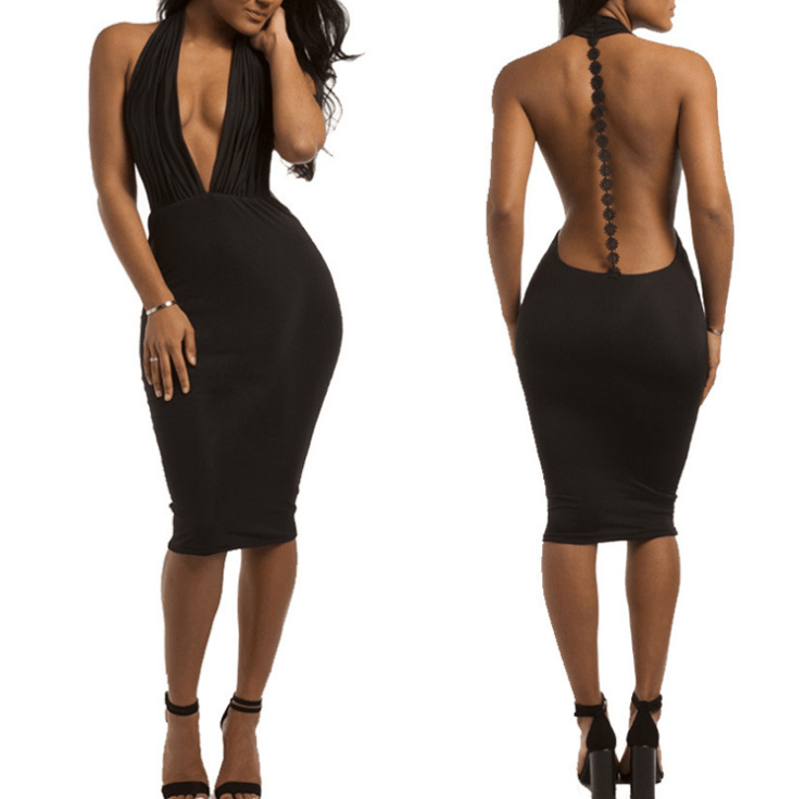 Women's Dresses Womens Black Dress With Hanging Back Detail