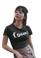 Women's Shirts Womens Black Geeks T-Shirt Crewneck Short Sleeve