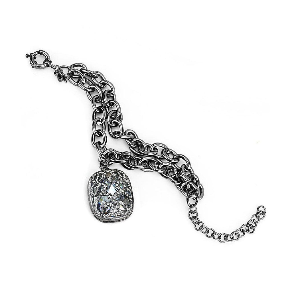 Women's cobalt black bracelet featuring a chunky chain design and a sparkling pendant