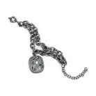 Women's cobalt black bracelet featuring a chunky chain design and a sparkling pendant