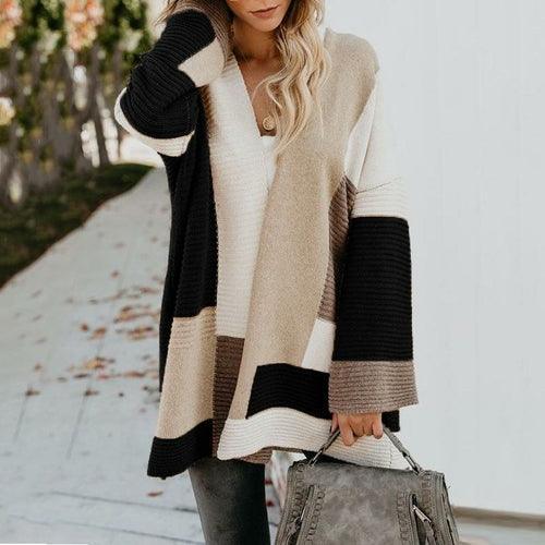 Women's Sweaters - Cardigans Womens Color Block Long Sweater Cardigans