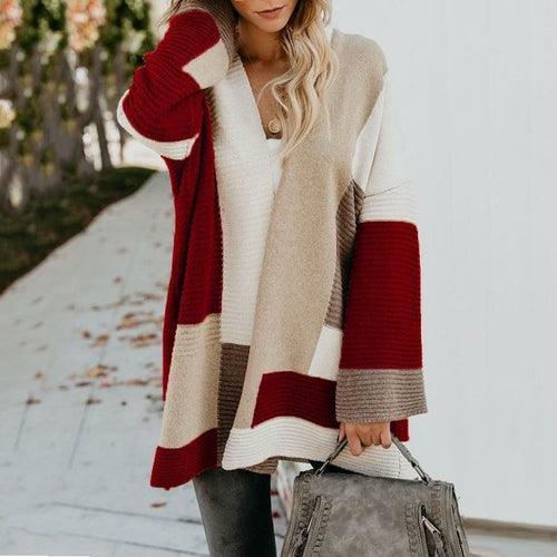Women's Sweaters - Cardigans Womens Color Block Long Sweater Cardigans