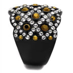 VacationGrabs women's crystal rings featuring a bold design with sparkling black and gold crystals