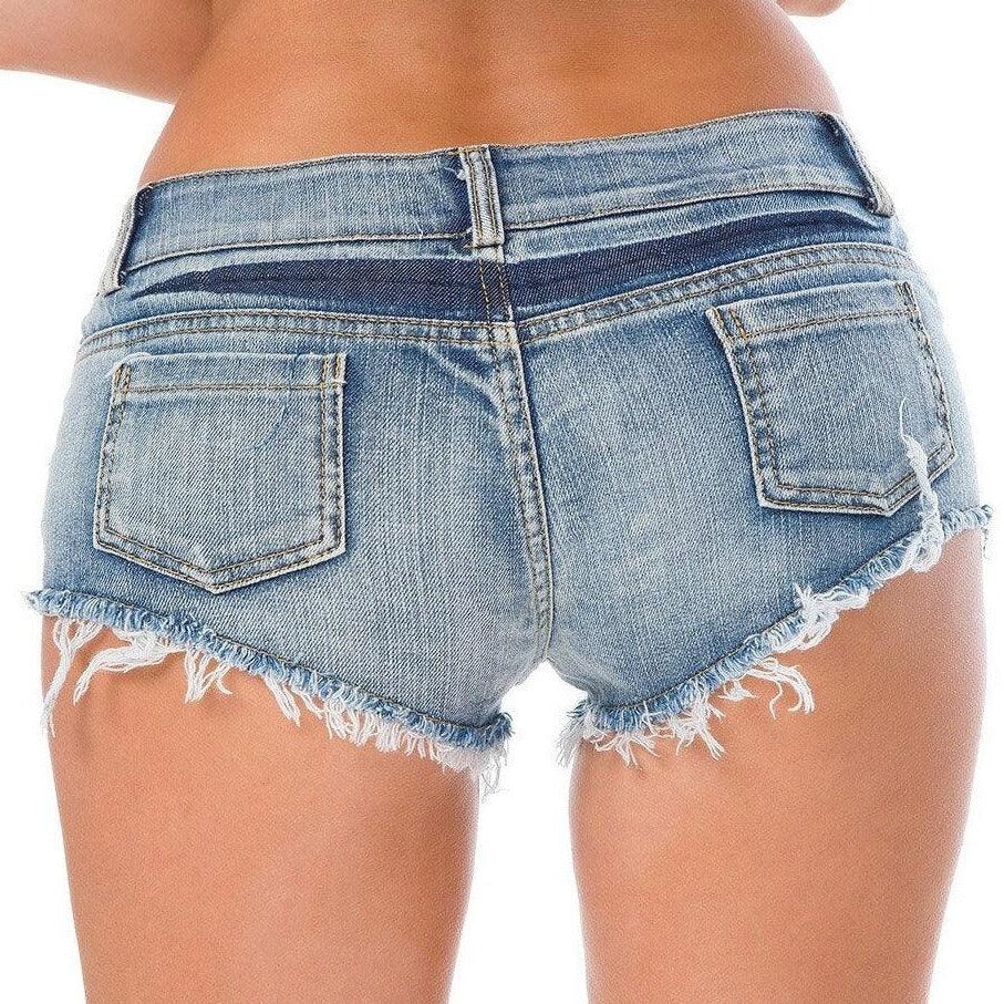 Women's Shorts Womens Denim Jean Shorts Low Waist Sexy Tassel Hem