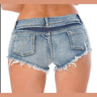 VacationGrabs womens denim shorts low waist with frayed hem and classic five-pocket design