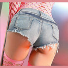 Stylish womens denim shorts low waist with frayed hem for a trendy summer look