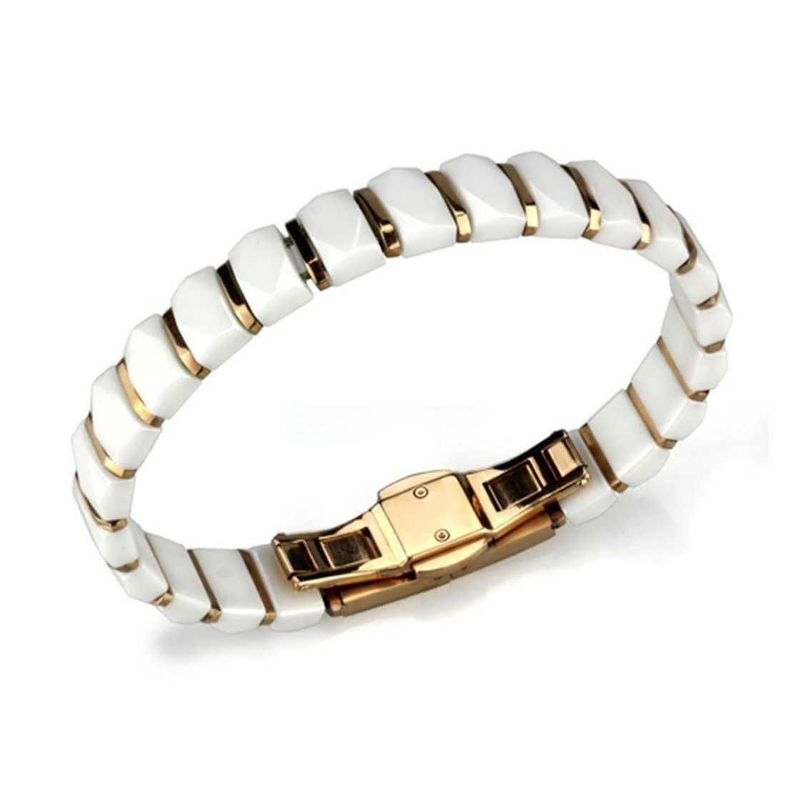 Elegant white and gold women's fashion bracelets for travel with a unique geometric design