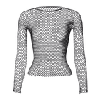 VacationGrabs women's fishnet top in black with long sleeves and a stylish design for a trendy look
