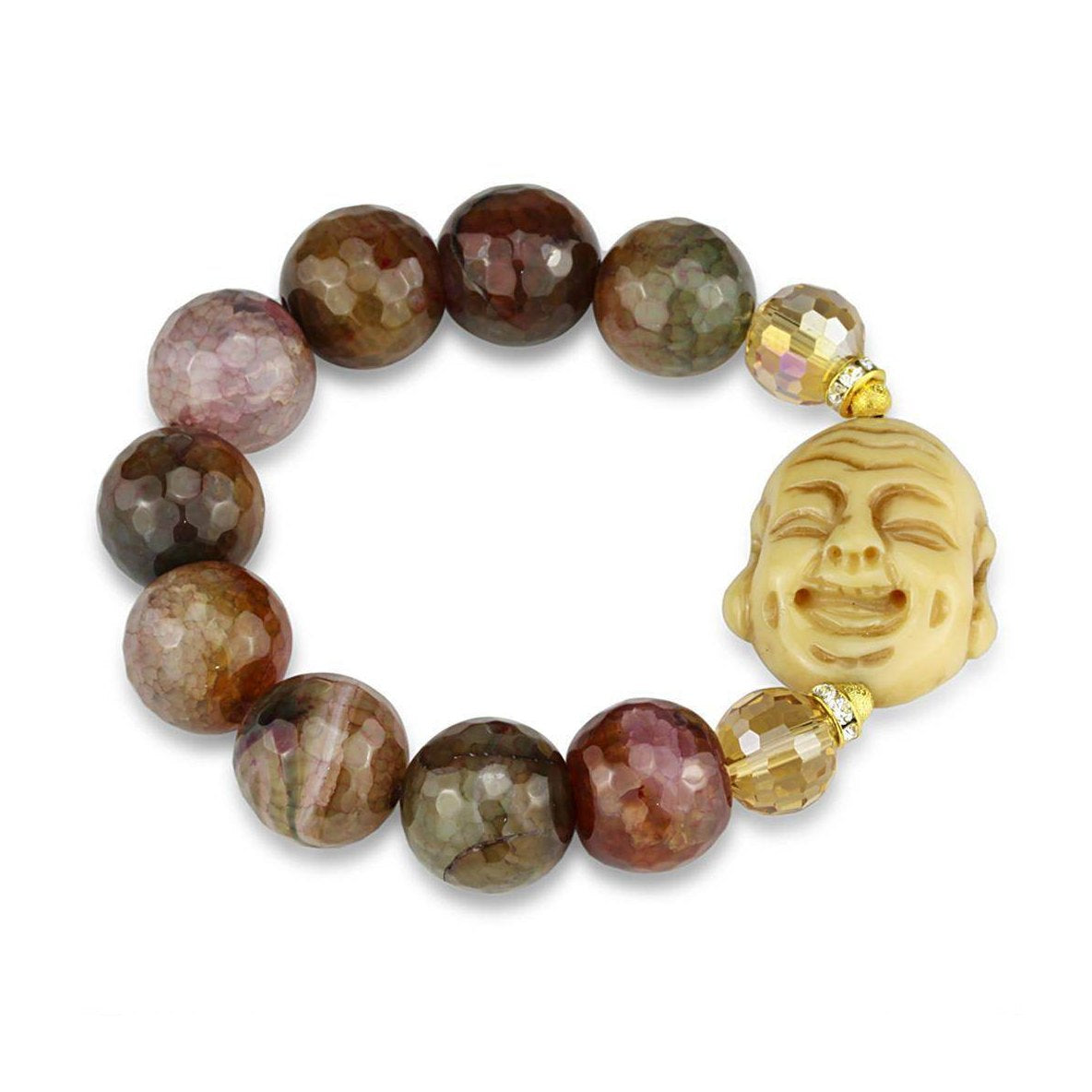 VacationGrabs women's gemstone bead bracelet featuring unique beads and a decorative smiling face charm