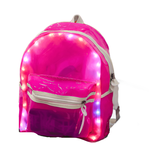 Luggage & Bags - Backpacks Womens Glitter Jelly Waterproof Led Backpack Clear During Day