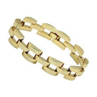 Stylish women's gold brass bracelet featuring a modern link design for elegant everyday wear