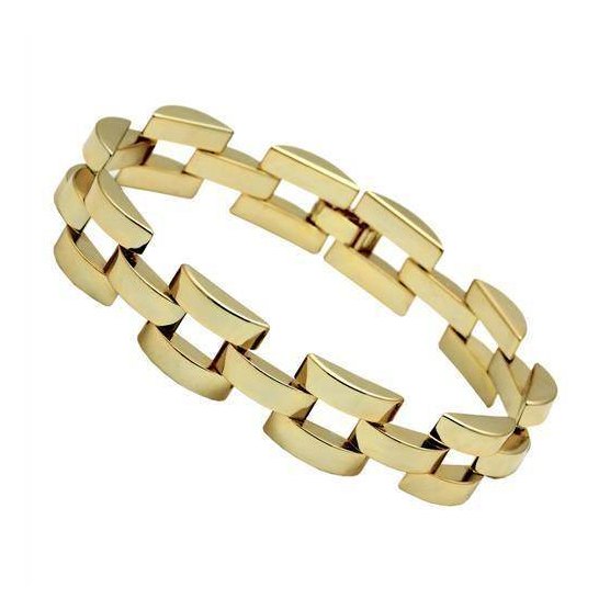 Stylish women's gold brass bracelet featuring a modern link design for elegant everyday wear