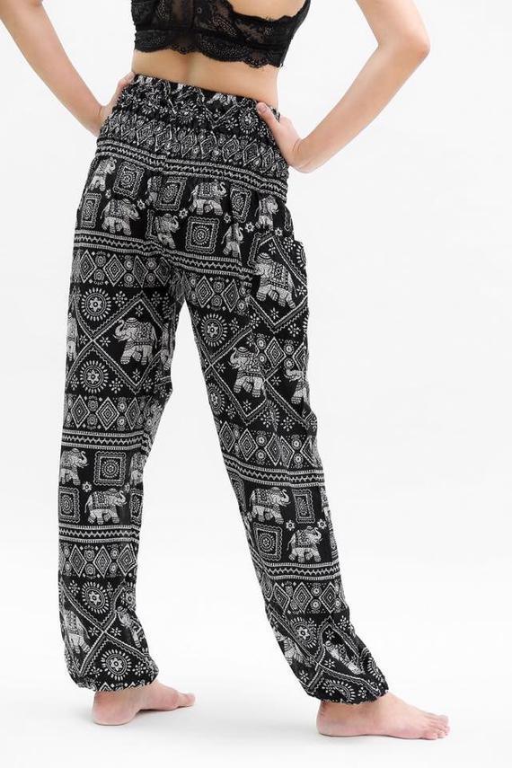 Women's Pants Womens Hippie Style Harem Pants Black Elephant Pants