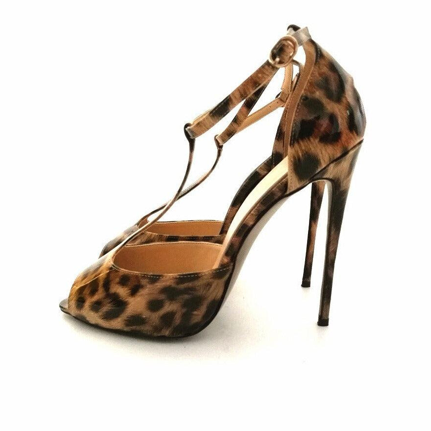 Women's Shoes - Heels Womens Peep Toe Stiletto High Heels Leopard Black Pink Brown...