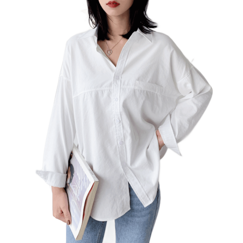 Women's Shirts Womens Relaxed Fit Longline Collared Shirt One Size M/L