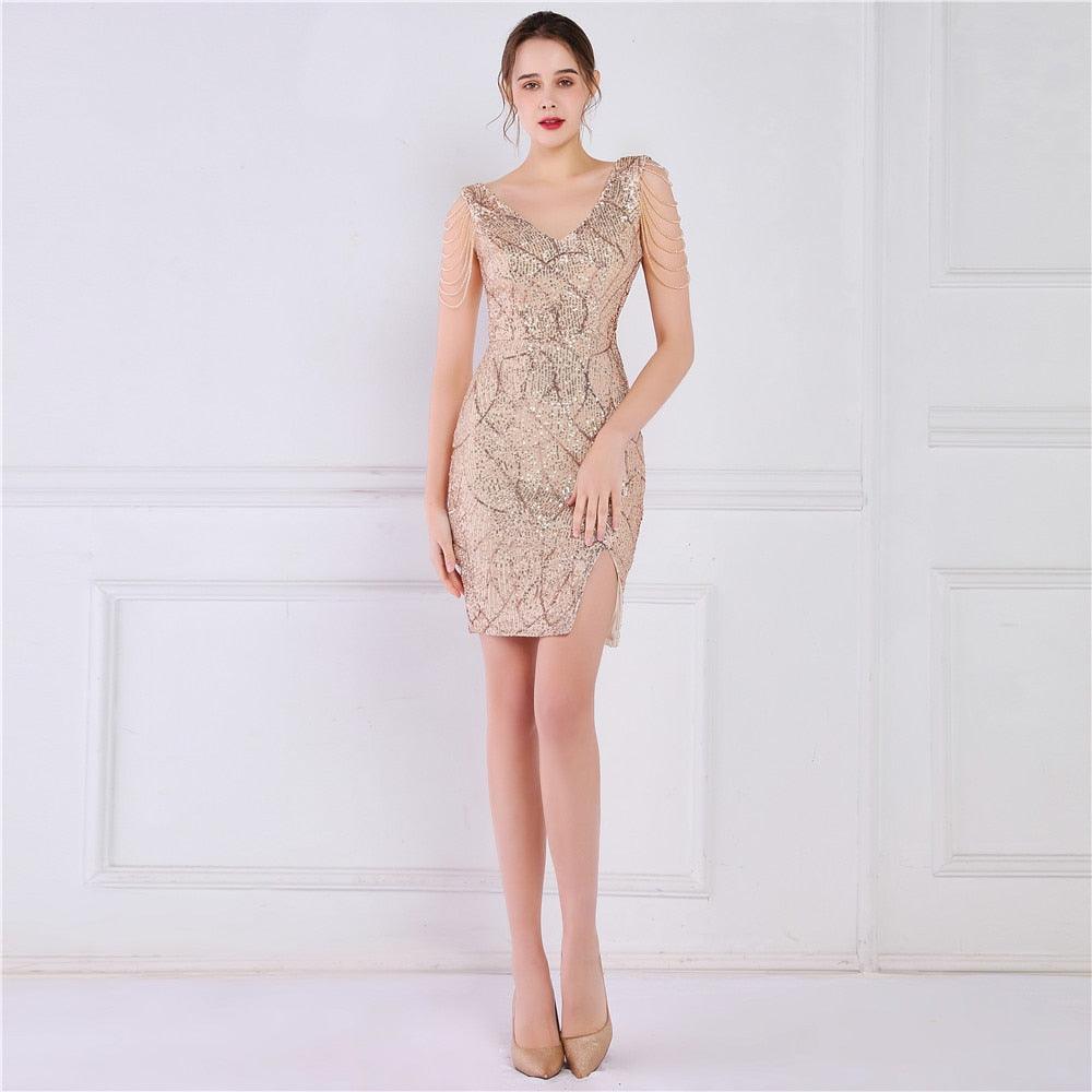 Women's Special Occasion Wear Womens Sequin Party Bodycon Dress Sexy Beading Evening Dress