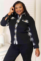Trendsi womens vacation plaid shirt in black and white with stylish button details and pockets