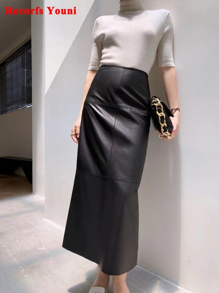 Women's Skirts Womens Vintage Leather Maxi Skirt