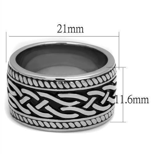 Men's ring from VacationGrabs featuring a bold woven pattern jewelry design in silver finish