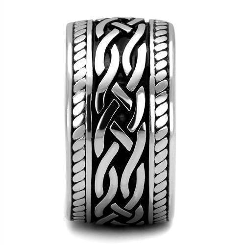 Men's silver ring featuring a detailed woven pattern jewelry design for a stylish accessory
