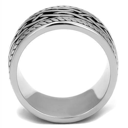 Men's silver ring with woven pattern jewelry, featuring an intricate design for a bold look