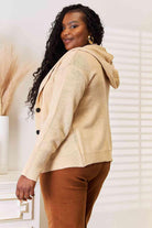 Women's Sweaters - Cardigans Woven Right Button-Down Long Sleeve Hooded Sweater