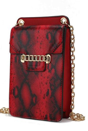 Wallets, Handbags & Accessories Yael Snake Embossed Vegan Leather Phone Crossbody Handbag