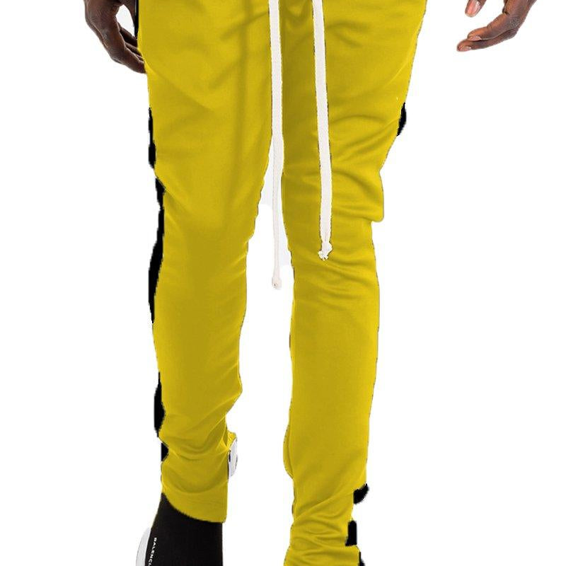 Men's Pants - Joggers Yellow And Black Classic Slim Fit Track Pants