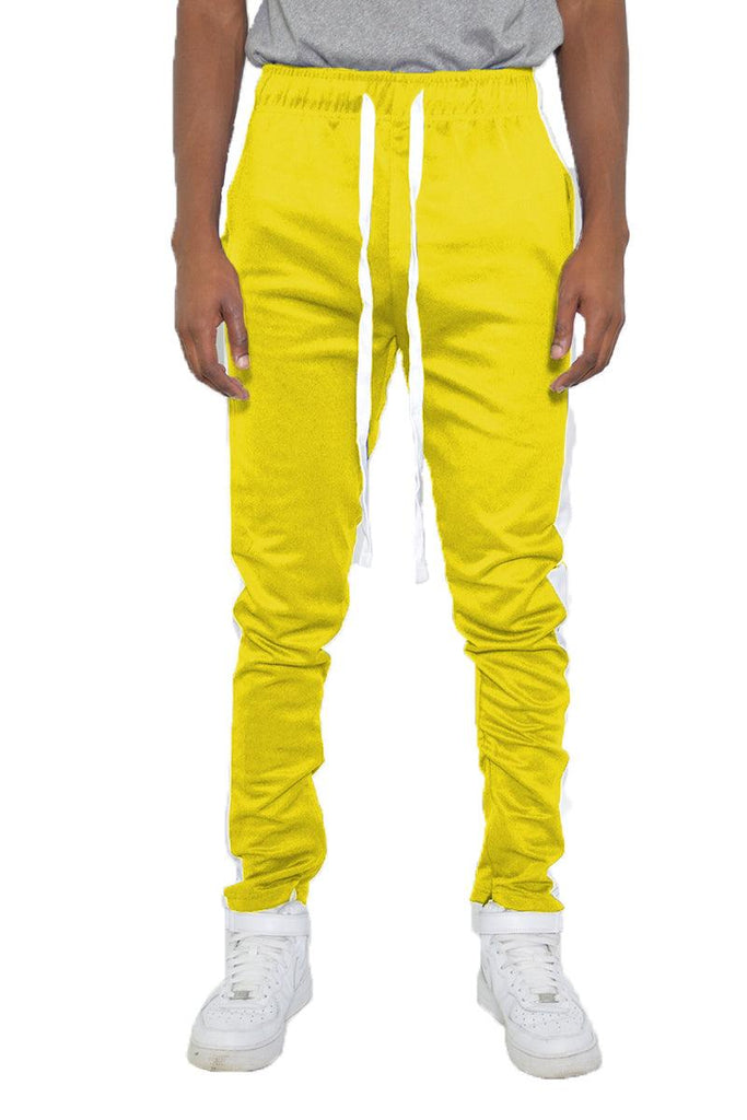 Men's Pants - Joggers Yellow And White Classic Slim Fit Track Pants